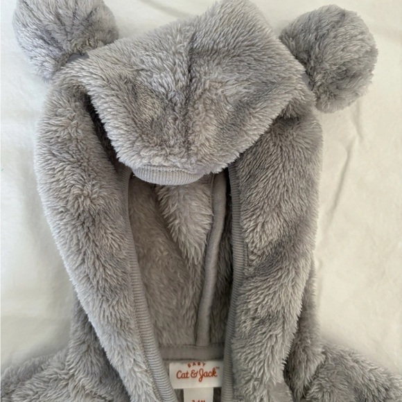 Carter's Soft Gray Fleece Bear Hoodie 3-6 months - Picture 2 of 3